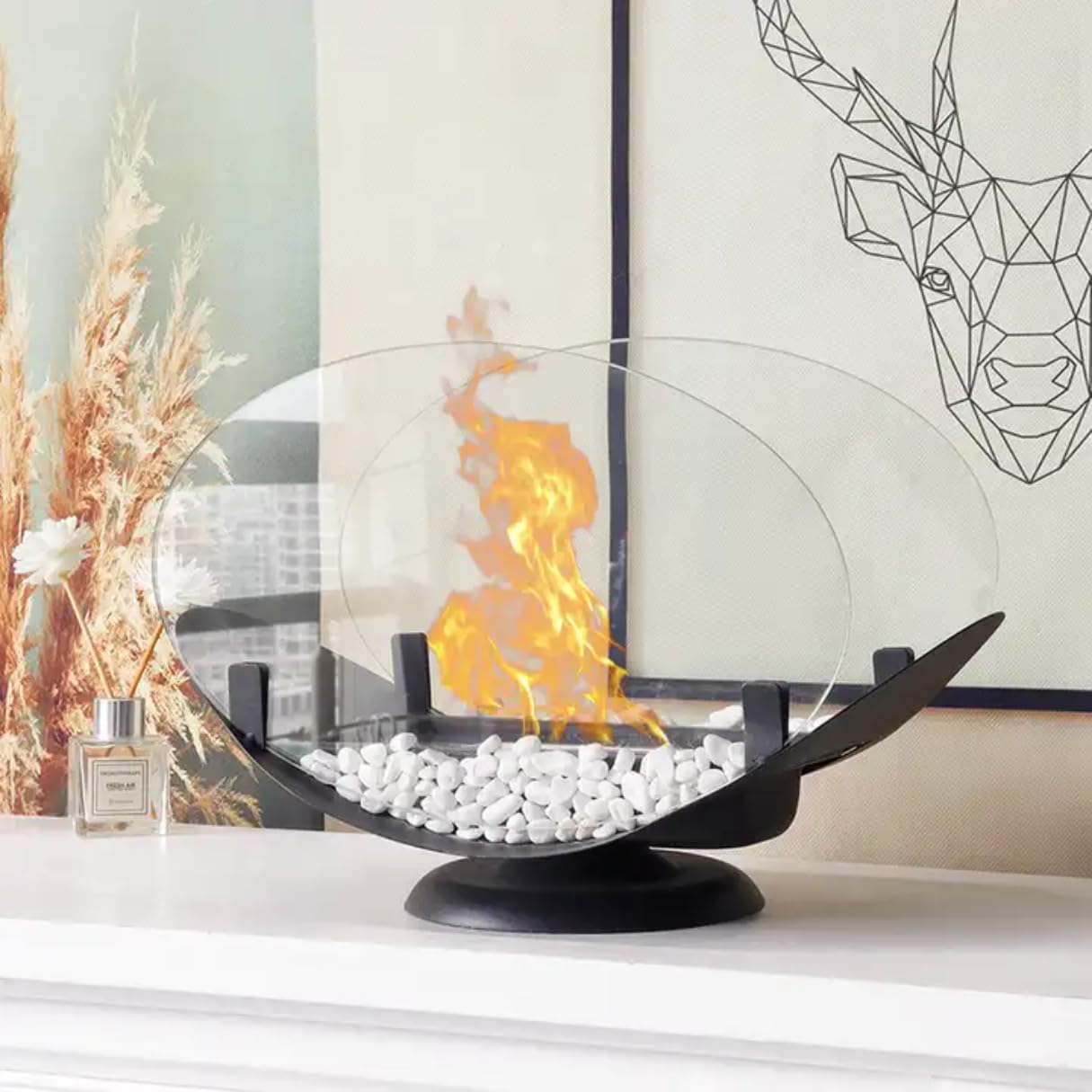 CozyApex Table Bio Ethanol Fuel Oval Fireplace - Unique Alcohol Gel Insert for Dining Table & Banquet Holiday Décor